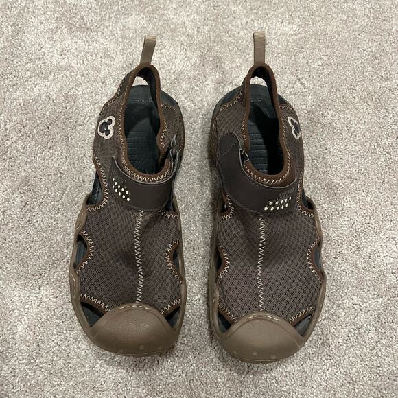Crocs Swiftwater Men\'s Mickey Mouse Disney Sandals Brown Mesh‎ Size 9 main image 7
